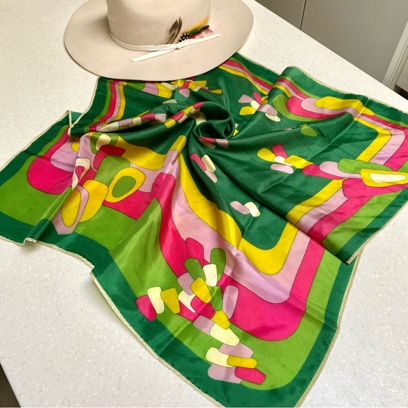 MADE IN JAPAN scarf/wrap w retro YTK midcentury boho vibe - Picture 12 of 16